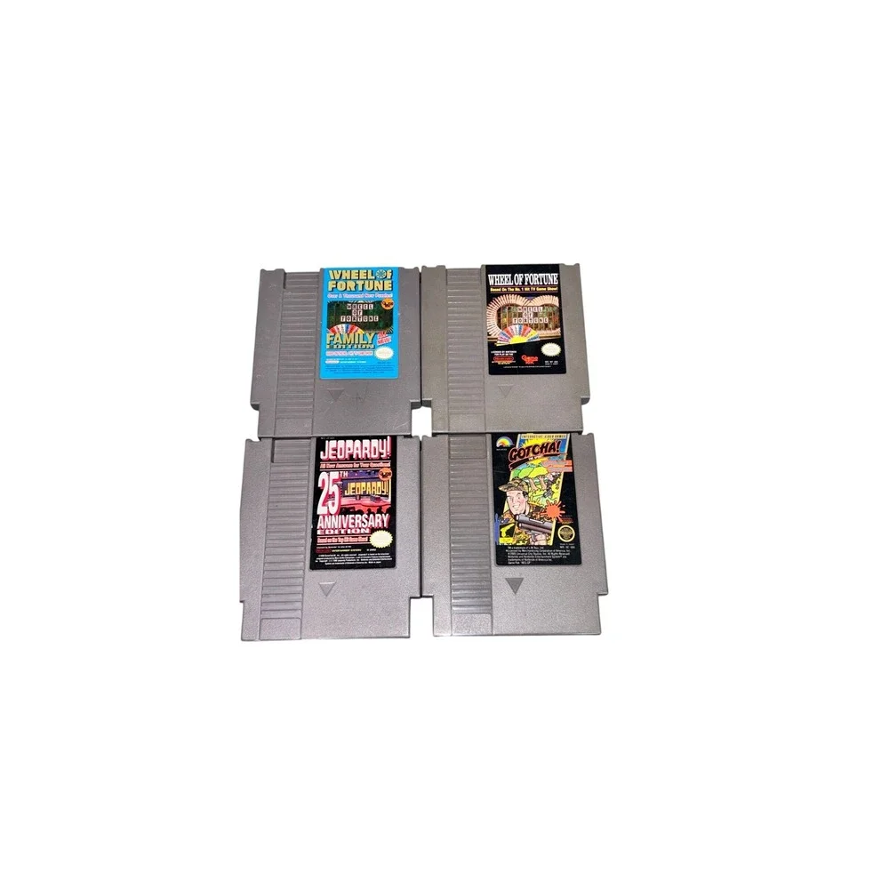 Nintendo NES Video Game Lot 4 Games Grey Good Wheel of Fortune Jeopardy Gotcha